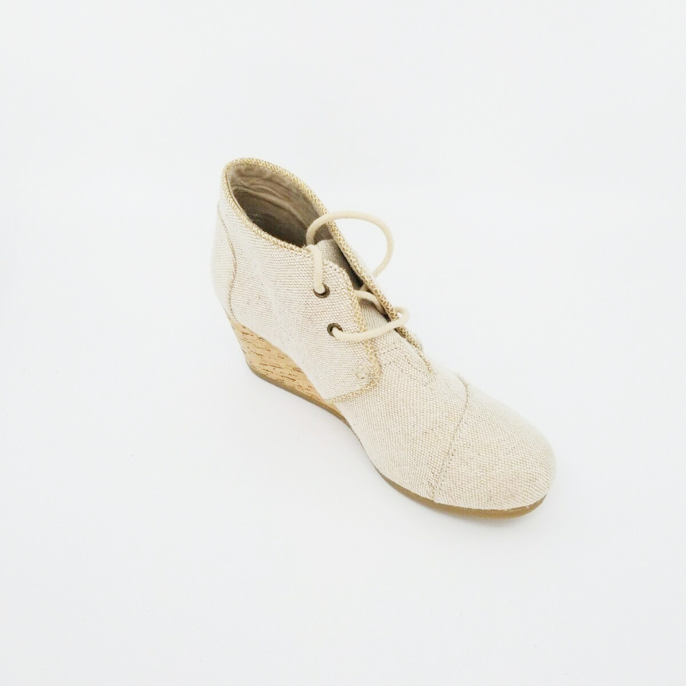 Toms Womens Desert Wedge Natural Metallic Linen - Picture 5 of 8